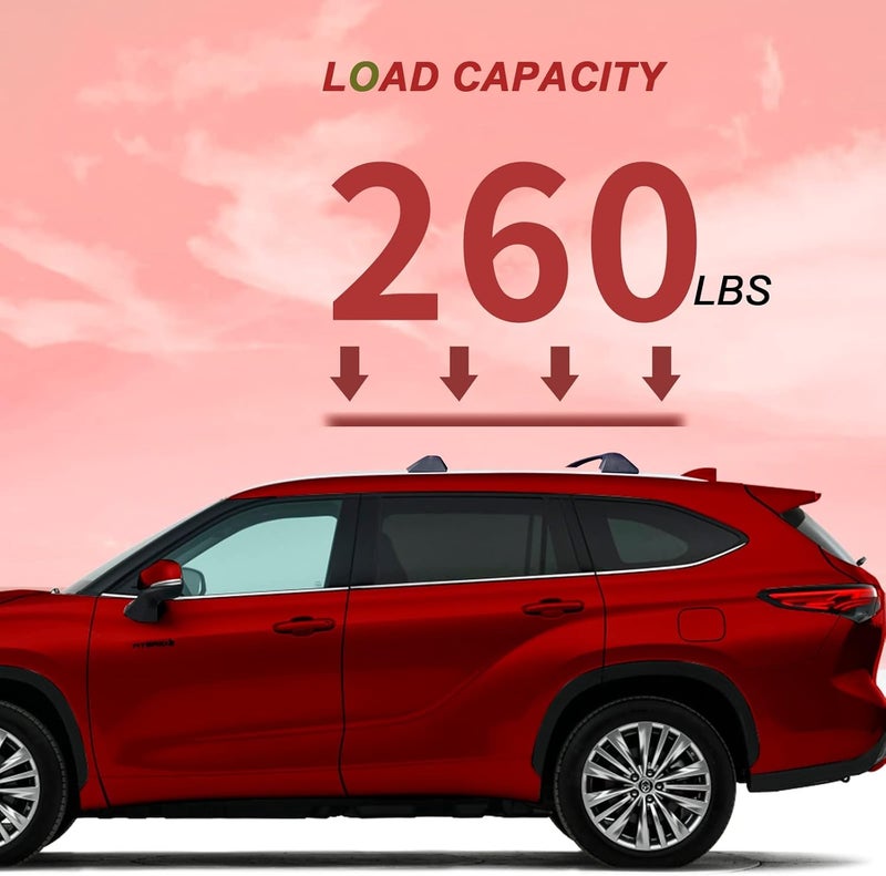 KINGGERI Lockable 260lbs Cross Bars Roof Racks Fit for Toyota Highlander 2020-2026 XLE Limited Platinum Hybrid, Heavy Duty Aluminum Metal Crossbar Luggage SUV Accessories(NOT for L/LE/LE Hybrid - Image 3